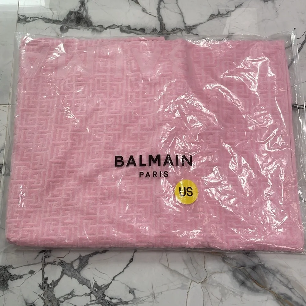 💖Balmain Monogram Jacquard Sponge Beach Towel💖NEW
